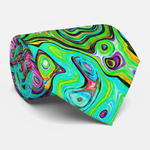 Aquamarin Groovy Abstrakter Retro Flüssigkeitswirb Krawatte