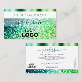 Aquamarin-grün glänzender Glitzer und Logo in grel Visitenkarte