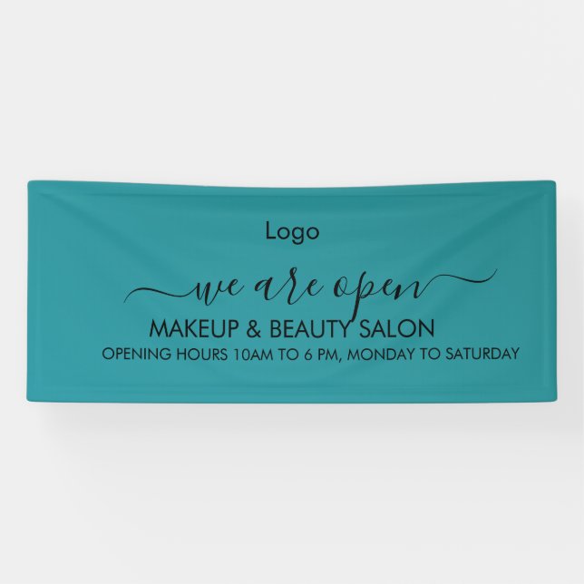 Aquamarin Grüne Lippen Beauty Salon Banner (Horizontal)
