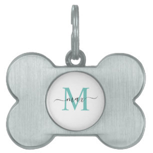 Aquamarin grünes Blau Schwarz-weißer Monogramm-Sti Tiermarke