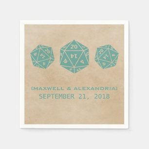 Aquamarin Grunge D20 Dice Gamer Paper Napkins Serviette