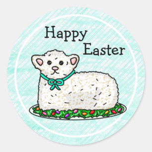Aquamarin Happy Oaster Lamm Runder Aufkleber