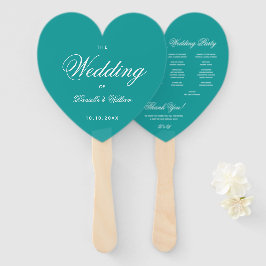 Aquamarin Heart Elegantes Script Blue Wedding Prog Fächer