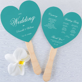 Aquamarin Heart Elegantes Script Blue Wedding Prog Fächer