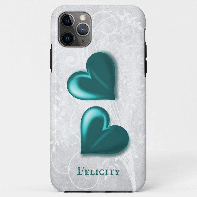 Aquamarin Hearts Personalisiert Case-Mate iPhone C Case-Mate iPhone Hülle (Rückseite)