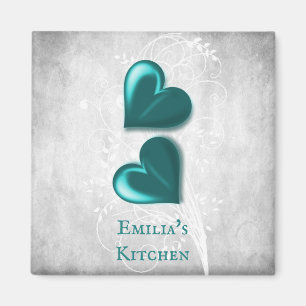 Aquamarin Hearts Personalisiert Magnet