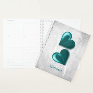Aquamarin Hearts Personalisierter Planer