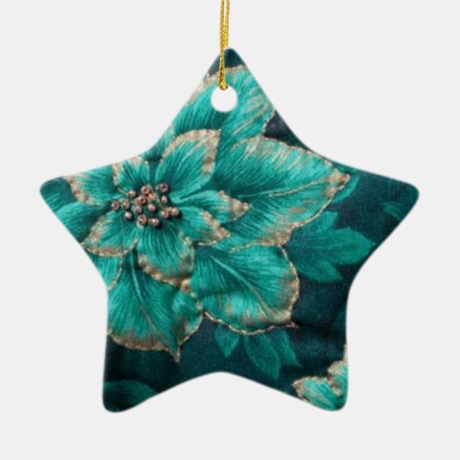 Aquamarin Holiday Poinsettia Weihnachtsschmuck (Vorne)