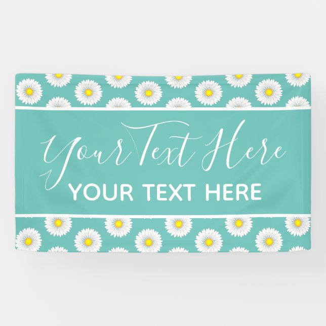 Aquamarin Hübsch Little Daisy Banner (Horizontal)