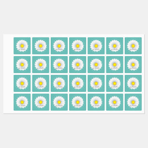 Aquamarin Hübscher kleiner Daisy Square Etiketten