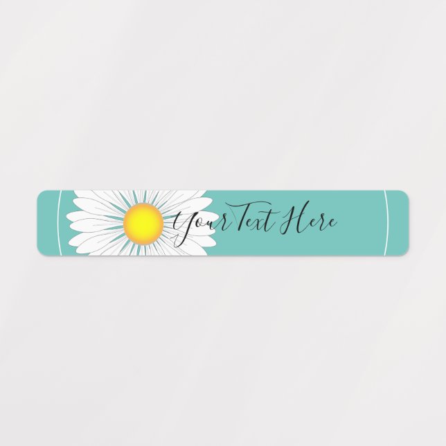 Aquamarin Hübsches kleines Daisy-Rectangle Etiketten (Design 1)