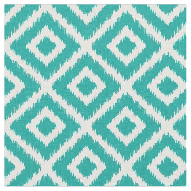 Aquamarin Ikat Diamonds Stoff (Nahaufnahme)