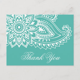 Aquamarin Indian Paisley Vielen Dank Postkarte