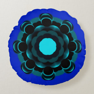 Aquamarin-ish Mandala Design ~ 7.25.24.2 Rundes Kissen