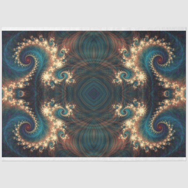 Aquamarin Jewel Fraktal Abstrakt 2 Decoupage Seidenpapier (Vorderseite)