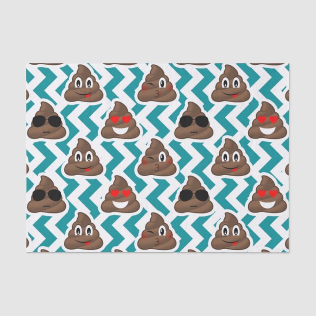Aquamarin kacken Sie Emoji Muster Seidenpapier (Vorderseite)