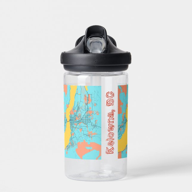 Aquamarin Kelowna BC Canada City Map Individuelle  Trinkflasche (Vorne)