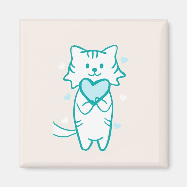 Aquamarin Kitty Magnet (Vorne)
