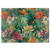 Aquamarin, Korallen und Mauve Modernes Kunstglas