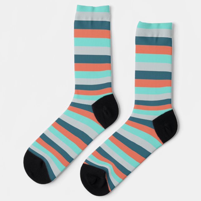 Aquamarin, Korallen und Türkis Socken (Linkes Detail)