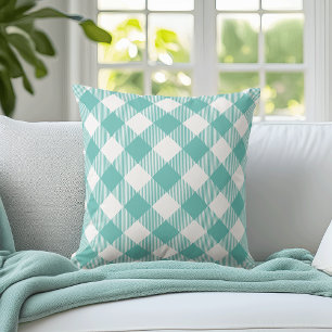 Aquamarin Large Scale Gingham Kissen