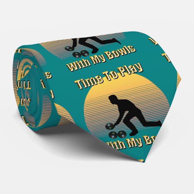 Aquamarin Lawn Bowls Playtime, Neck Tie Krawatte (Gerollt)