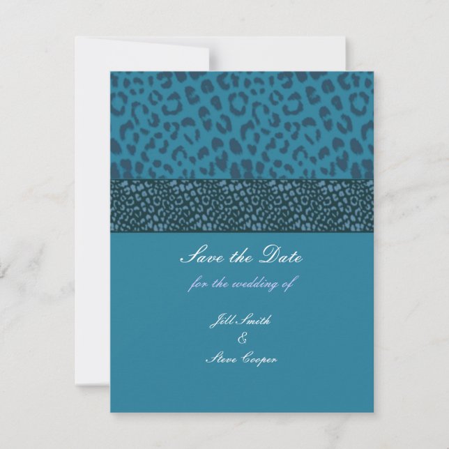 Aquamarin Leopard Muster Save the Date (Vorderseite)
