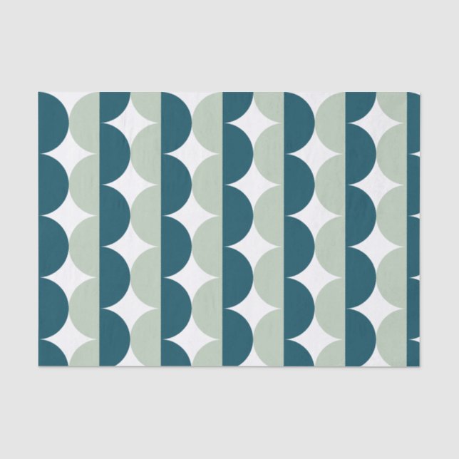 Aquamarin Light Blue Mitte Jahrhundert Moderne Wav Seidenpapier (Vorderseite)