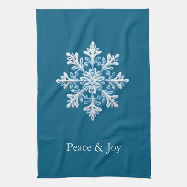 Aquamarin Light Blue White Snowflakes Weihnachten Geschirrtuch (Vertikal)