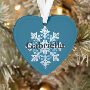 Aquamarin Light Blue White Snowflakes Weihnachtsna Ornament