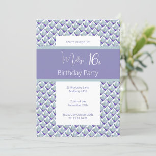 Aquamarin Lila Magnolia Lila Süße 16. Geburtstag Einladung