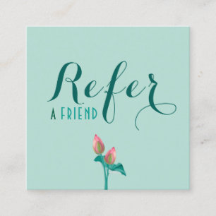 Aquamarin Lotus Blume Modernes Script Wellness The Empfehlungskarte