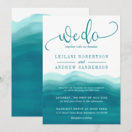 Aquamarin machen wir Watercolor Ombre Wedding Einladung