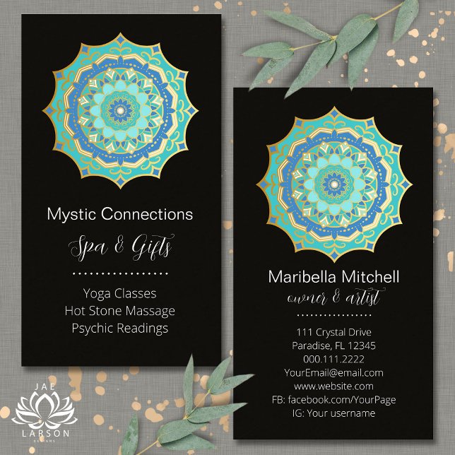 Aquamarin Mandala Energy Healer Yoga Reiki Wellnes Visitenkarte (Von Creator hochgeladen)
