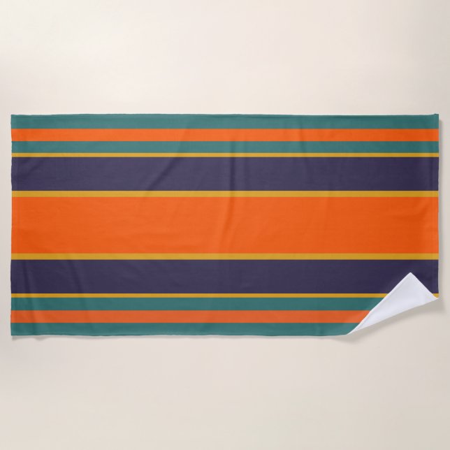 Aquamarin, Mandarine, Gold, Deep Blue Beach Handtu Strandtuch (Vorderseite)