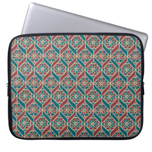Aquamarin, Maroon, Beige Ethnisch-florales Muster Laptopschutzhülle
