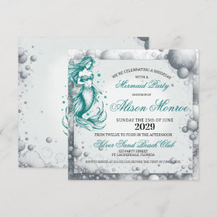 Aquamarin Mermaid Party Invite Feiertagskarte