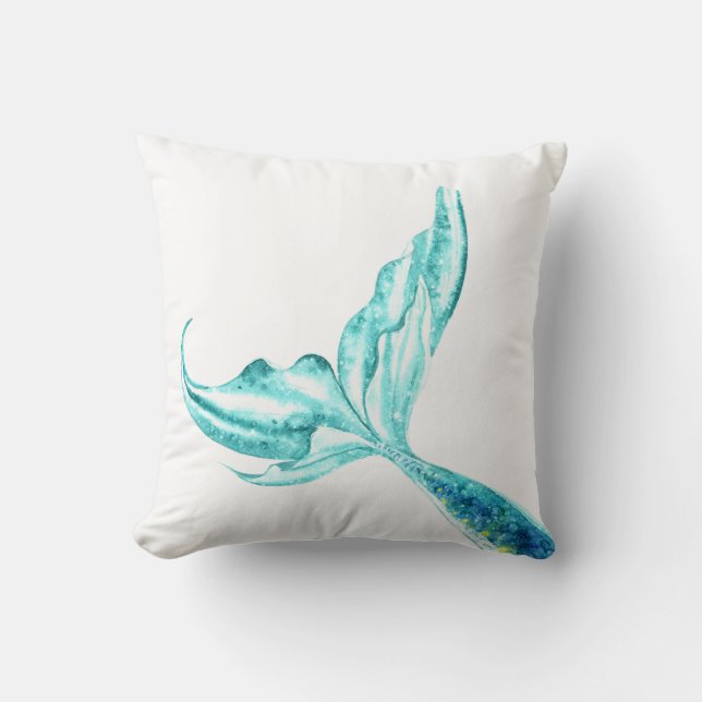Aquamarin Mermaid Schwanz Kissen (Vorderseite)