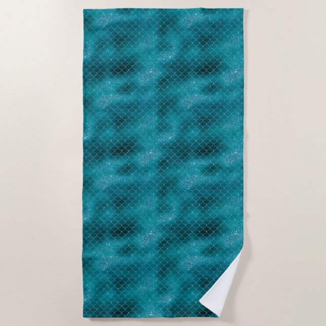 Aquamarin Mermaid Sparkle Strandtuch (Vorderseite)