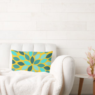 Aquamarin Minze Mustard Modern Chrysanthemum Flora Lendenkissen