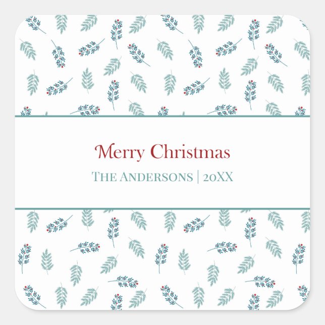 Aquamarin Mistletoe Weihnachtsgeschenke Stickers (Vorderseite)
