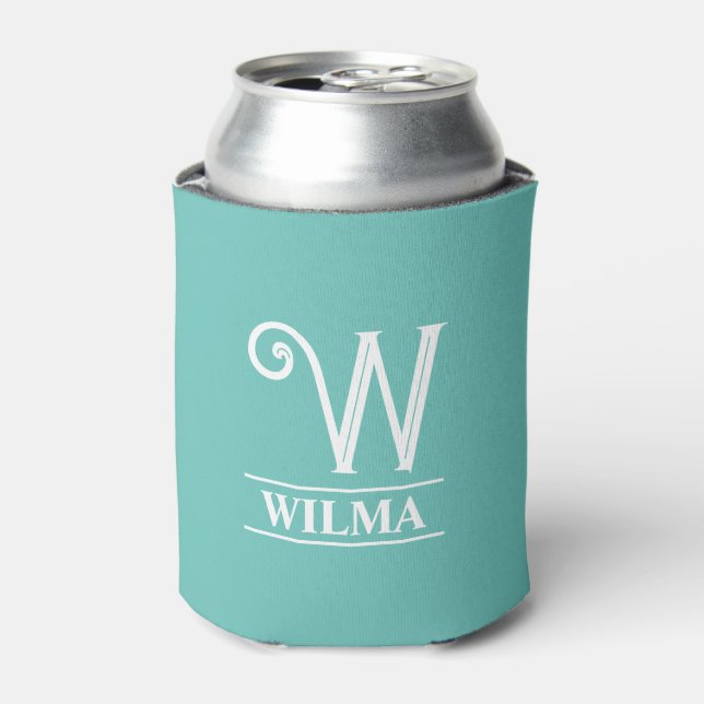 Aquamarin Mit Monogramm Dosenkühler (Kanne Vorderseite)