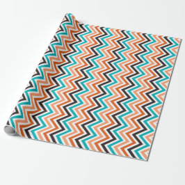 Aquamarin mit Orangenfarben, Zickzack Geschenkpapier