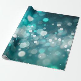Aquamarin mit unscharfen, blinkenden Lichtern Geschenkpapier