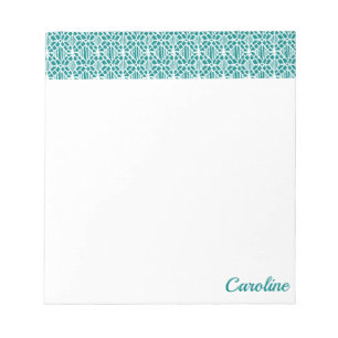 Aquamarin mit weißem Crochet Lace-Muster Notizblock