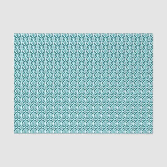 Aquamarin mit weißem Crochet Lace-Muster Seidenpapier (Vorderseite)