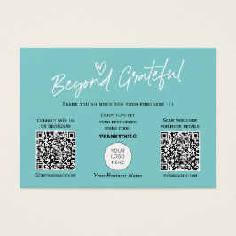 Aquamarin Modern Stylischer Script QR Code Dankesc