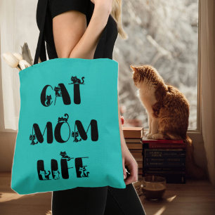 Aquamarin Moderne Cat Mama Leben Niedlich Mutterta Tasche