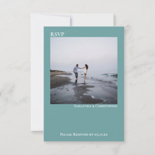 Aquamarin Moderne, einfache Minimalistische Foto H RSVP Karte