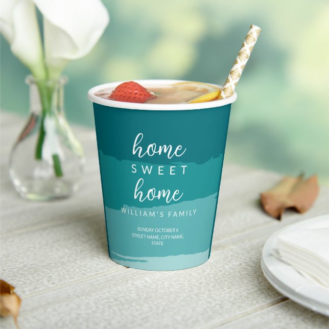 Aquamarin Modernes Elegantes neues Zuhause Housewa Pappbecher (In Situ)